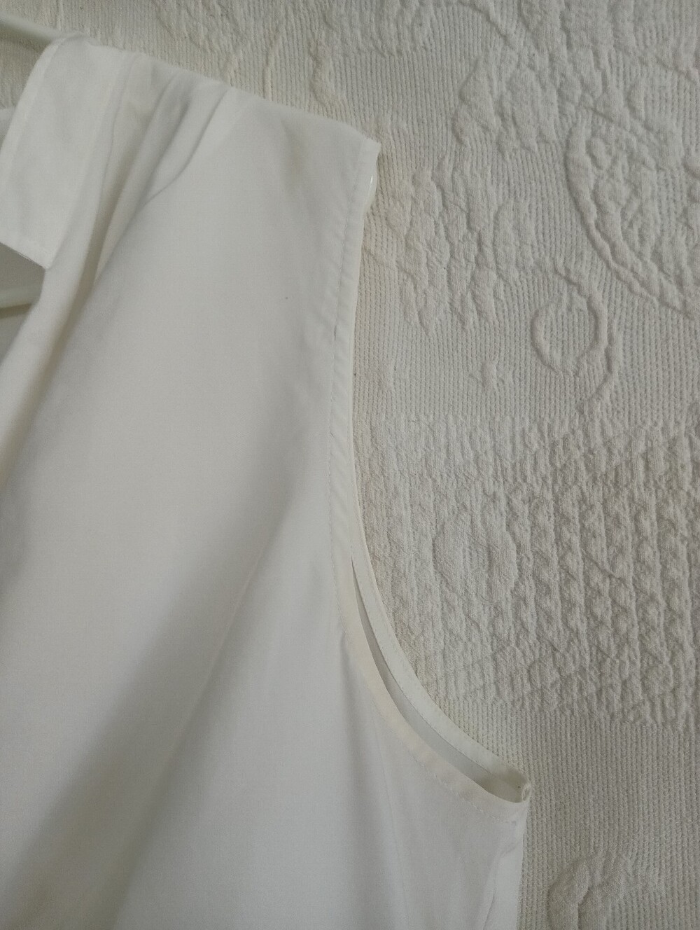 Ellen Tracy Off White Drape Neck Blouse Button Shoulder Short Collar Elegant 1x - Picture 5 of 9